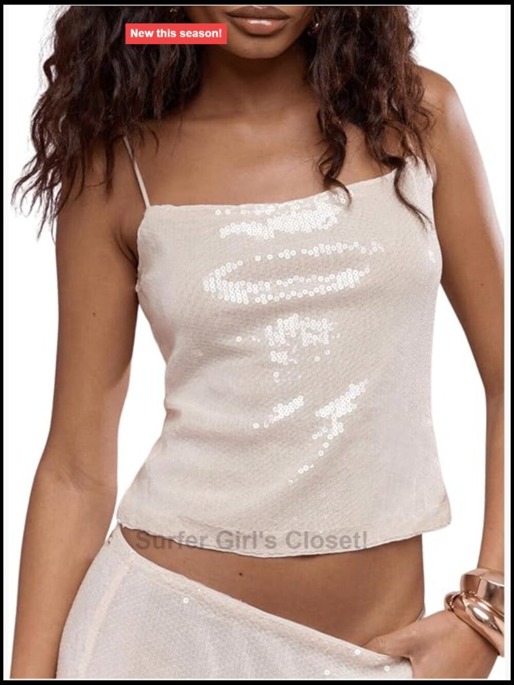 Sequined Sleeveless Cami Top Sparkly Party Clubwear